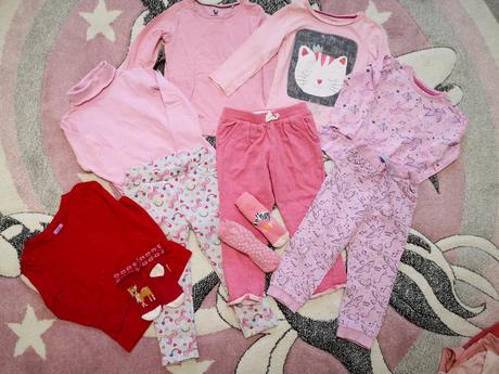 Dievčenské tepláky + dlhé tričká veľkosť 98 balík, 86–98