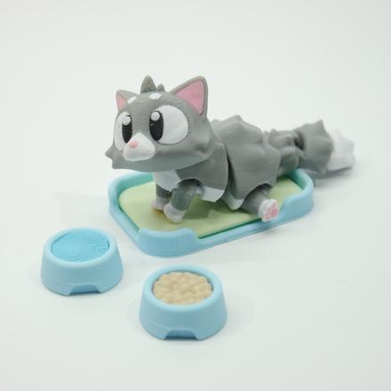 Vreckáčik mačka +postieľka, miska s vodou a jedlom, 