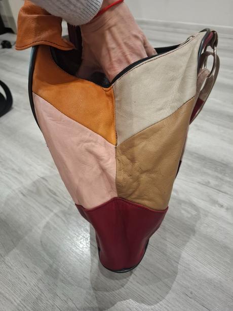 Kožený patchworkový batoh (taška cez rameno),