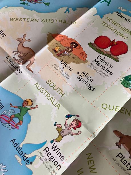 Veľká mapa austrália/nový zéland pre deti, 