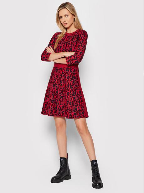 Tommy hilfiger icon cerveno cierne saty vel. l, tommy hilfiger,l