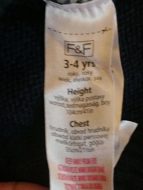 Dievčenský modrý pulóver, vzor, f&f, 3-4r, 92-104, f&f,104