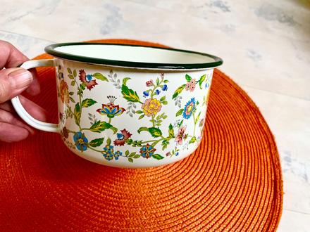 Plechový vintage smalt.hrniec, 