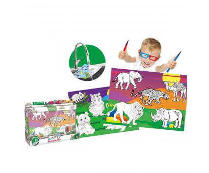 Umývateľné plátno safari zvier.3d+fixy,