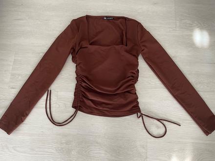 Zaujímavé hnedé tricko., zara,m