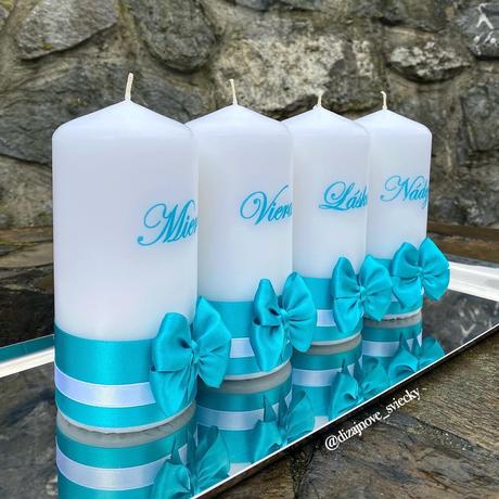 Adventné sviečky (tyrkysové) 4 kusy, 