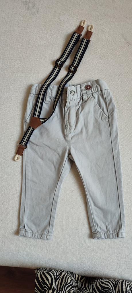 Šedé nohavice s trakmi, baby club,80