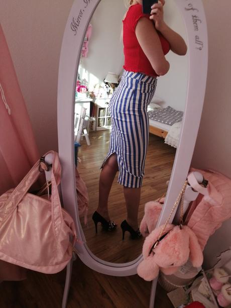 Prúžkovaná midi sukna, amisu,s