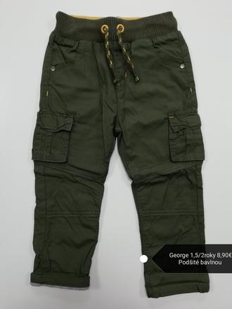 Olivové podšité nohavice s vreckami kapsáče, george,92