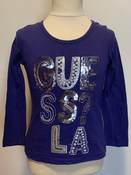 Guess fialové tričko s nápisom, guess,110