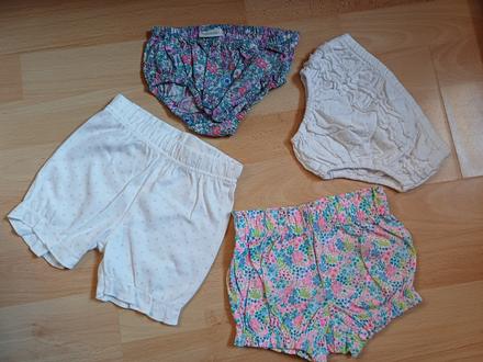 2x šortky + 2x gatky na plienku v.62 / 1-3mesiace, 62