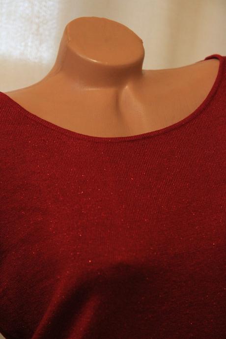 Červeno lesklý sveter, xl, xl