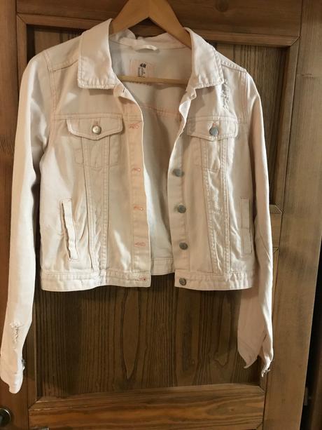 Riflova bunda biela do ruzova xs/170, h&m,170