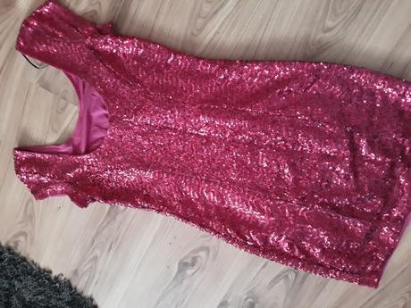 Cyklámenové trblietavé šaty zn. divided, 34