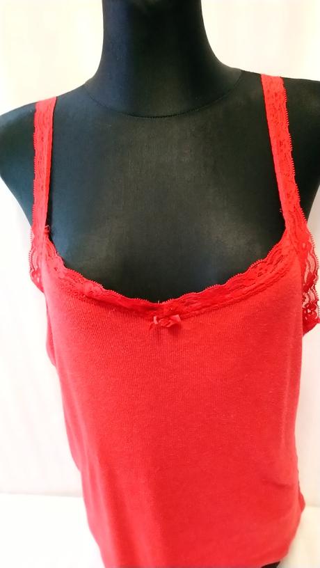 Dámsky červený elastický top na ramienka, tu, xl