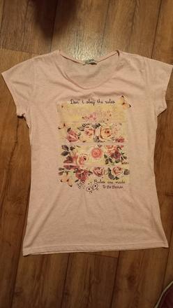 Krásne ružové tričko s ružami xl ako nové, xl