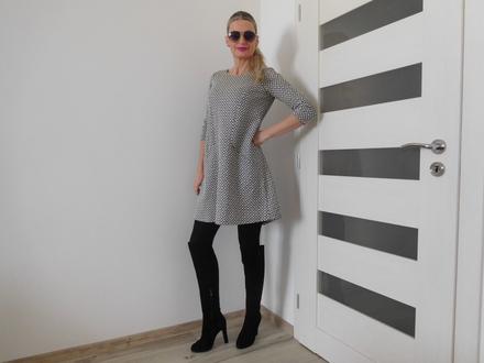 Šaty úpletové jemné kocky, s/m, s