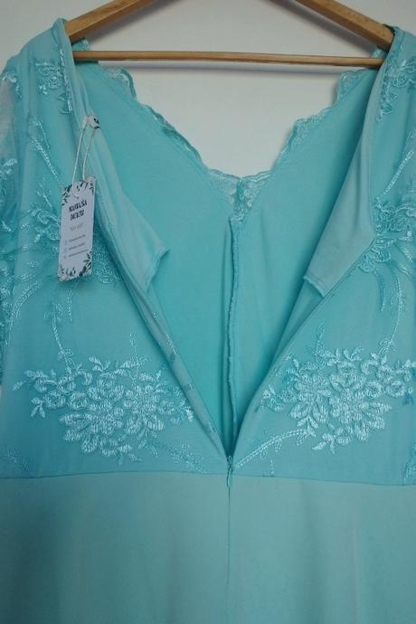 Spoločenské mentolové spoločenské šaty pre moletky, 48 - xxxl