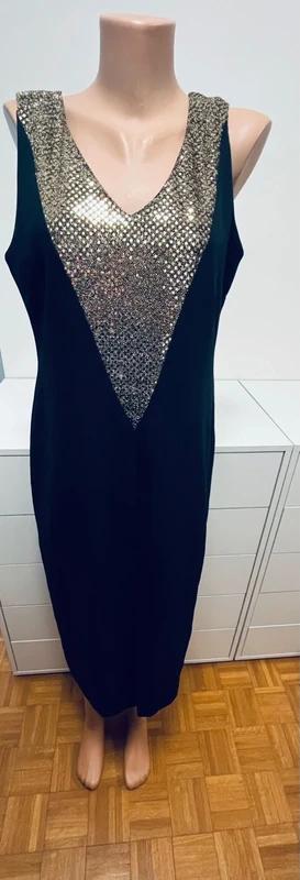 Elegantné šaty s oslnivými zlatými trblietkami, l