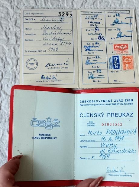 2x preukaz slov. zväz žien, 