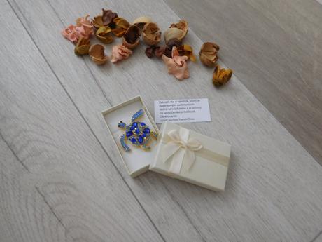 Brošňa kovová korytnačka do modra, šras,-nová, 