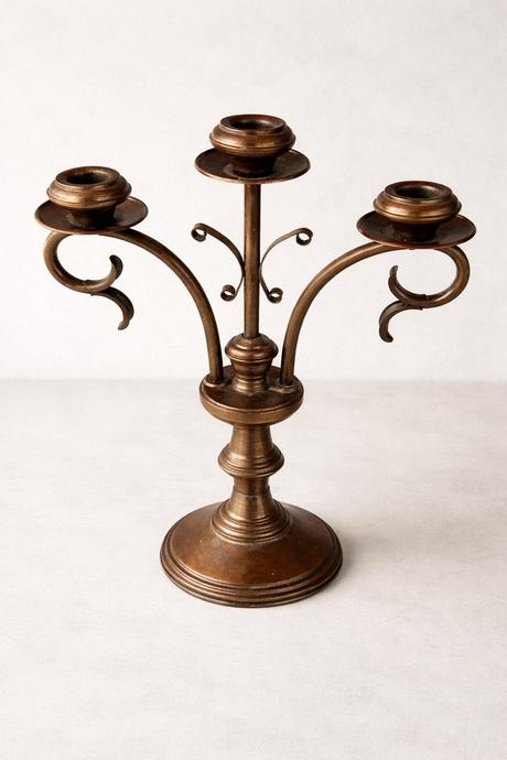 Mosadzný trojramenný svietnik, 