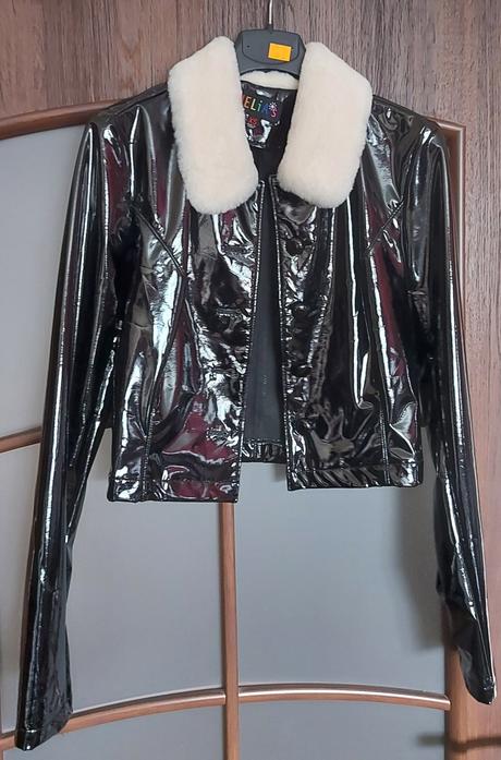 Crop bunda vinylová, s