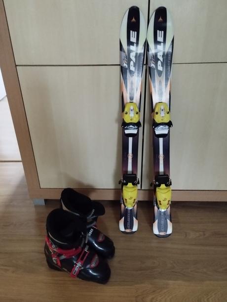 Set lyže a lyžiarky super stav, 90-99 cm