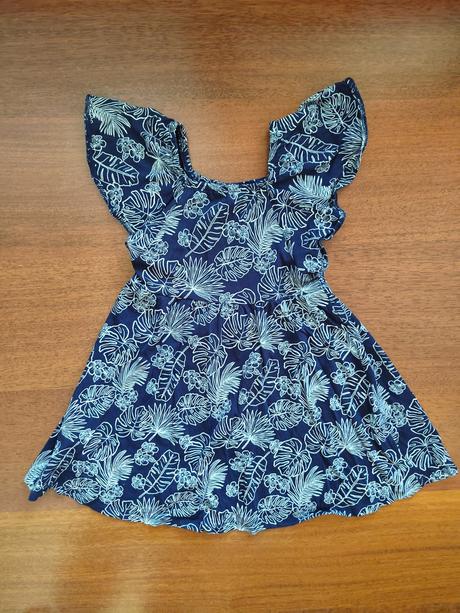 Letné šaty tmavomodré s lístkami - lindex v.110, lindex,110