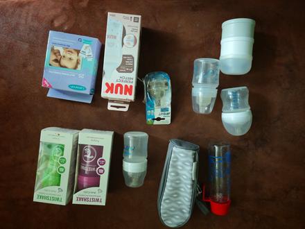 Fľašky, cumle na fľašku, sáčky na mlieko, termo na, 