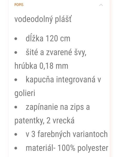 Nick plášť do dažďa bunda pláštenka nový, l