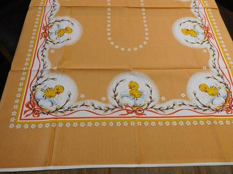 Obrus bavlnený veľkonočné kuriatka retro top top s, 