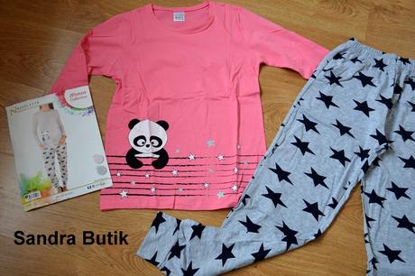 Dámske bavlnené pyžamko panda s hviezdami, l / m / s / xl