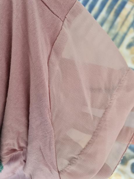 Bledoružový top h&m s tylovými rukávmi m, h&m,m