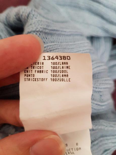 Vlnený bledomodrý puli s 3/4 rukávmi vel.s/m, m