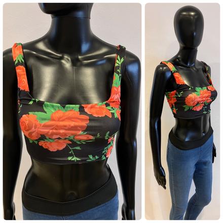 Kvetovaný croptop bershka (xs), bershka,xs