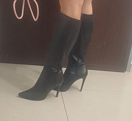 Čierne kožené čižmy 38, 38