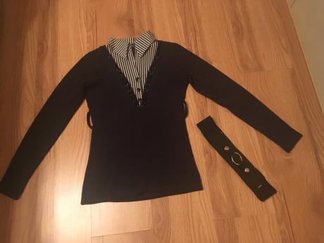 Pulóvrik s imitáciou blúzičky č. 146/152, 146