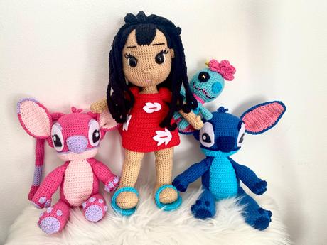 Háčkovaná lillo, stitch a angel, 