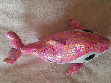 Lesklý ružový plyšový delfín ty plyšák,