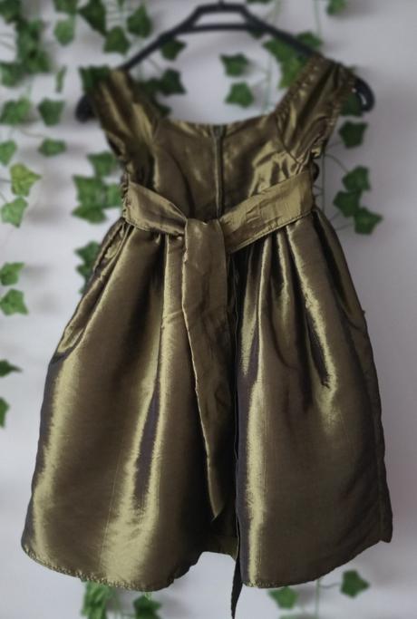 Luxusné olivovozlaté šaty pre dievčatko taftové, 92