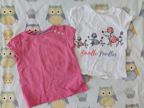 2ks letné tričká "ružové + pudlíci" veľ.98, nutmeg,98