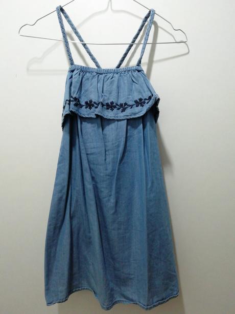 Bavlnené rifľové vyšívané šaty s volánom, young dimension,140