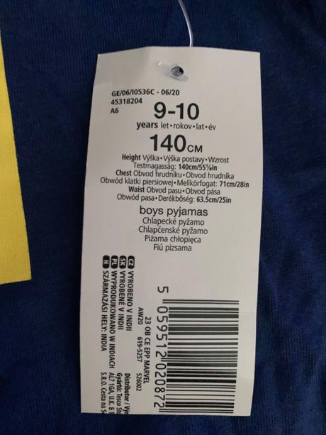 Marvel pyžamo, marvel,140