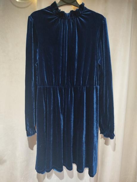 Modré zamatové šaty l, l