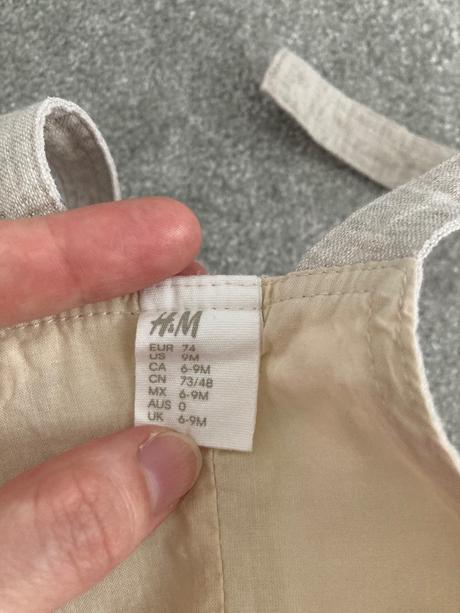 Lanove nohavice s naprsenkou (h&m), h&m,74