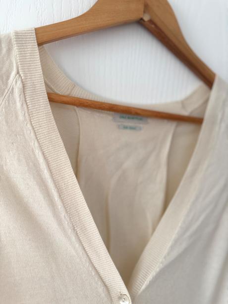 Krémový kardigan zo zmesi viskózy a hodvábu, benetton,m