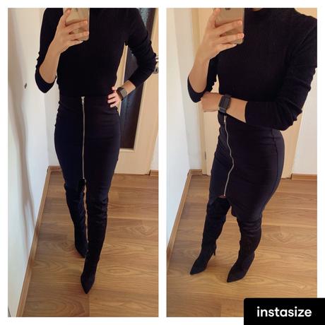 Elasticka cierna midi sukna s vyraznym zipsom, atmosphere,xs