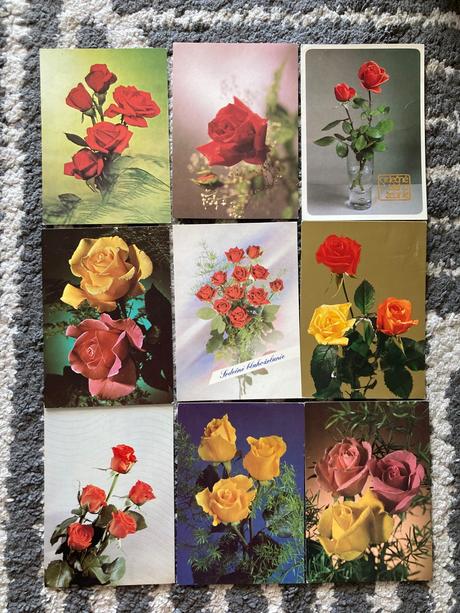 Retro ružičkové pohľadnice 80-90te roky 6ks, 