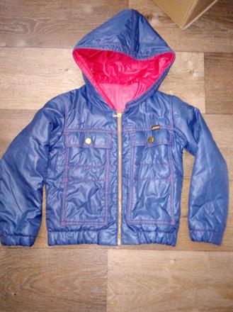 Staršia tmavomodra bunda 122/128 top stav, 122